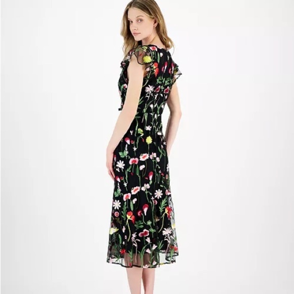 Sam Edelman Women's Fresh Cut Embroidery Cold-shoulder Midi Dress - Picture 1 of 16